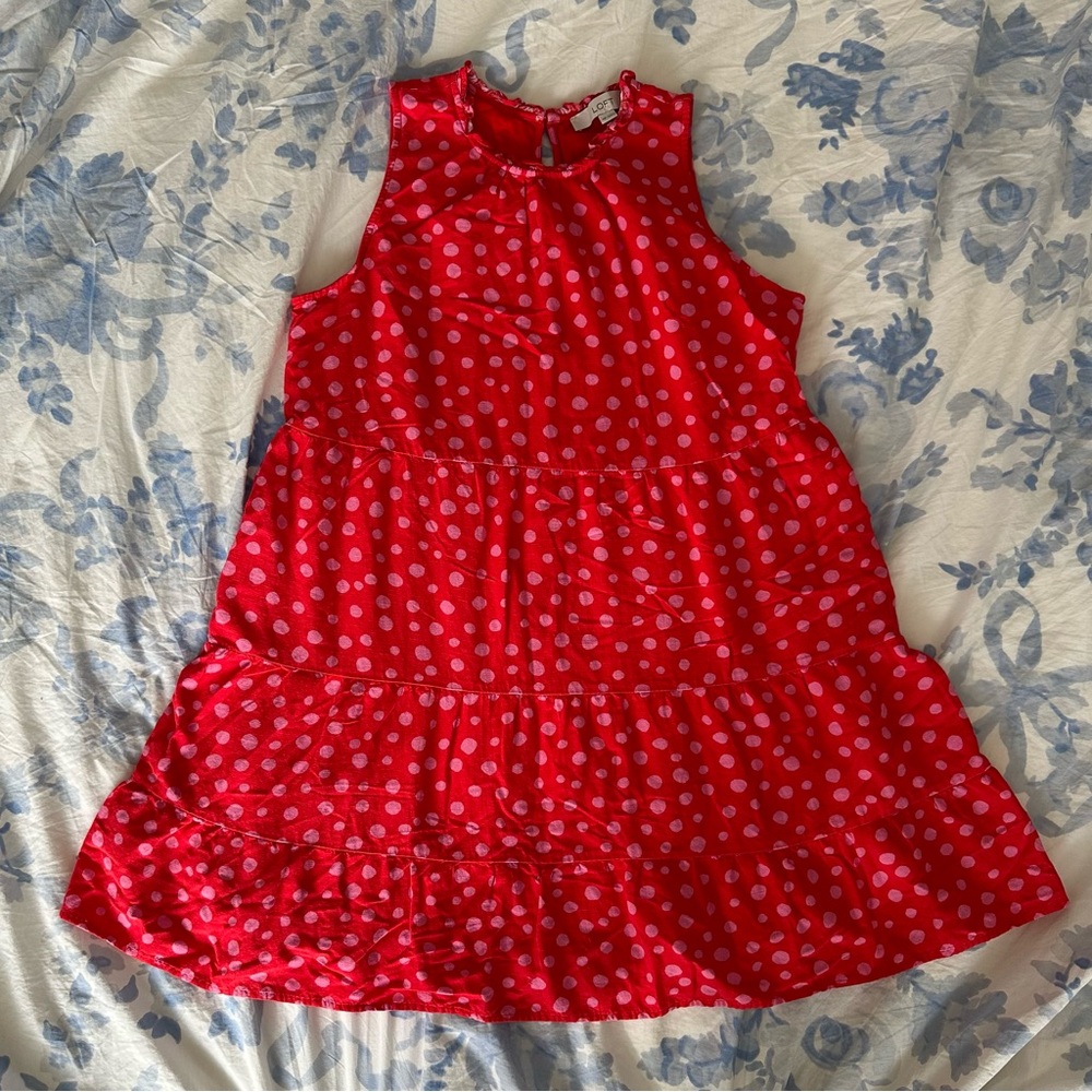 Red Polka Dot Tiered Sleeveless Dress